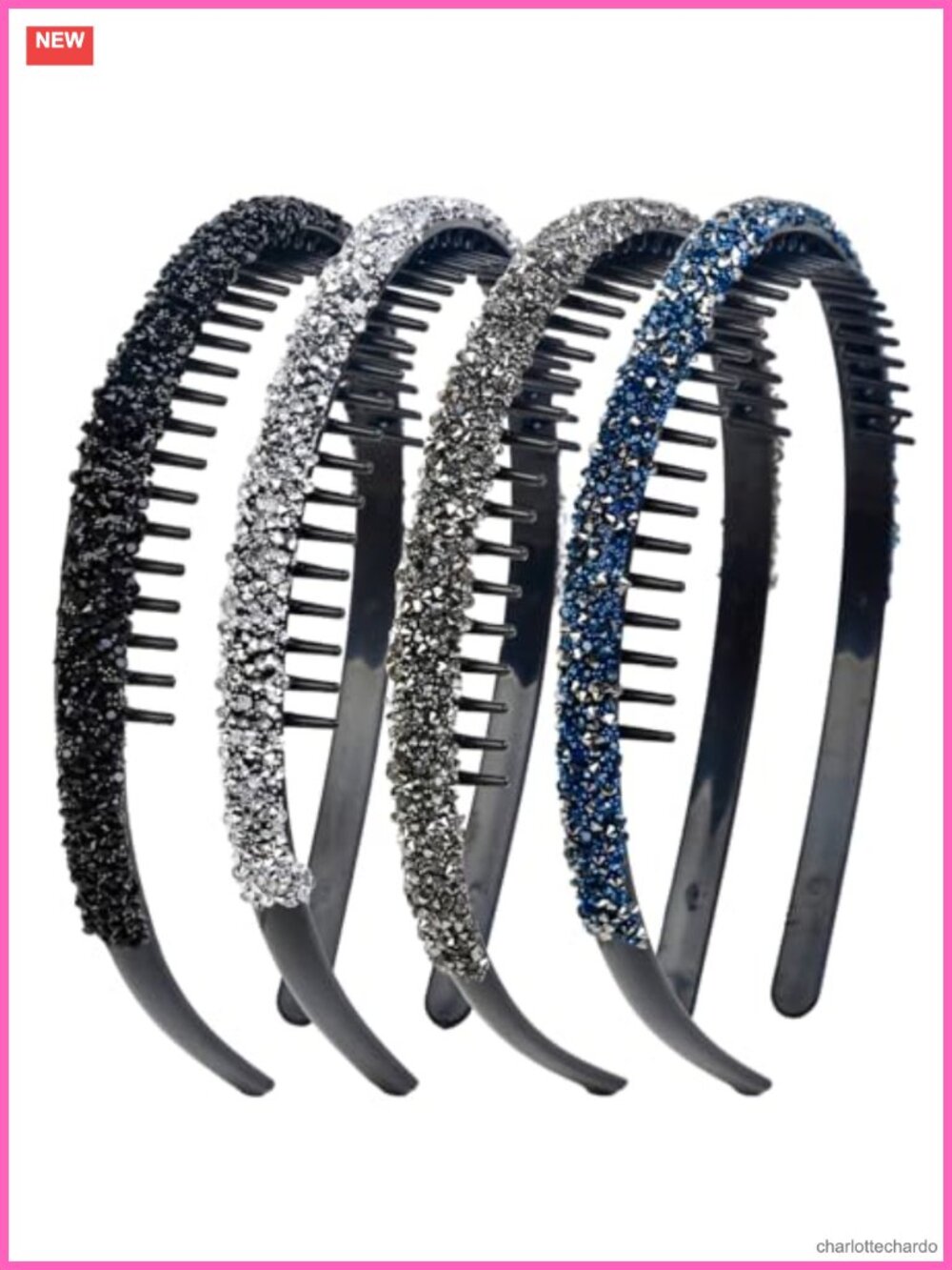 Rhinestone Headbands with Teeth Non Slip Comb Hairband Sparkly Hair Accessories